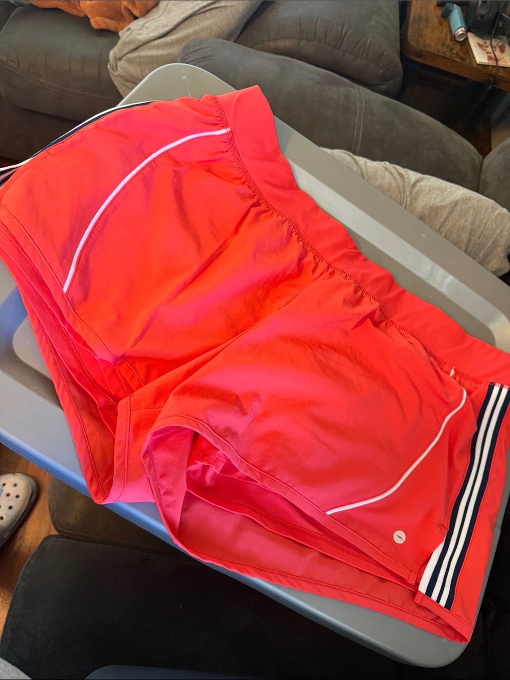 Avia Women's Bright Coral Athletic Shorts with White Trim